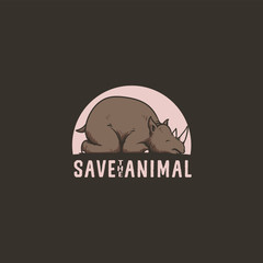 Save Rhino Animal Logo Illustration