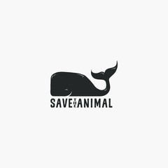 Save Whale Animal Logo Illustration