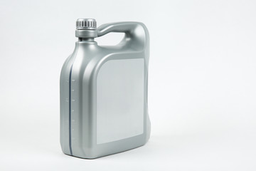 engine oil can on white background. bottle with mock up