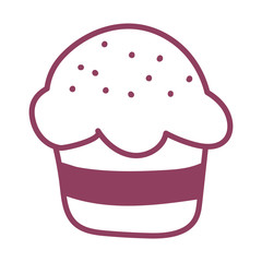 delicious and fresh cupcake on white background, line style icon