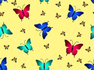 butterflies in a repeating pattern on a beige background