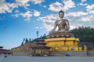 Fototapeta premium The golden statue of Lord Buddha at Buddha point in Thimphu, Bhutan