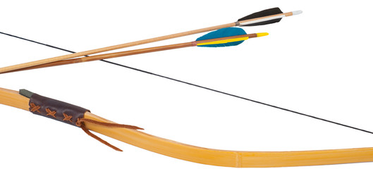 Bamboo bow for shooting and arrow, isolated on a white background