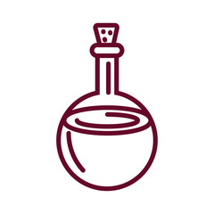 chemical flask with wine, line style design