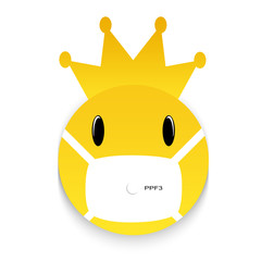 Face with anti virus mask. Coronavirus Virus infection. Strain model of the coronavirus MERS-Cov new coronavirus 2019-nCoV. Pandemic virus protection concept