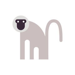 Cute monkey cartoon fill style icon vector design