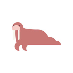 Cute walrus cartoon fill style icon vector design