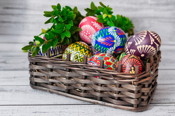  Easter, painted eggs in the basket