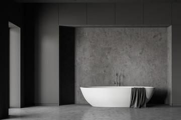 Naklejka na ściany i meble Bathtub in gray loft bathroom interior