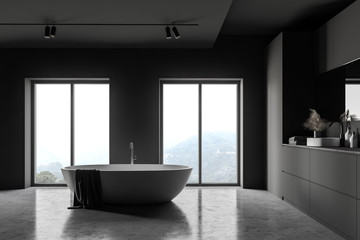 Fototapeta na wymiar Luxury gray loft bathroom interior design