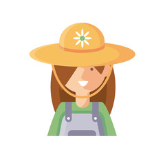 cartoon woman gardener icon, flat detail style