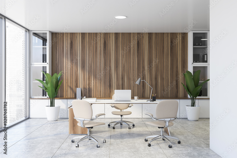 Wall mural wooden panoramic ceo office interior