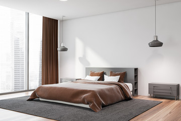 White panoramic master bedroom corner
