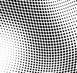 Abstract wave halftone texture. Black dots on a white background. Template for printing on fabric, wrapping paper