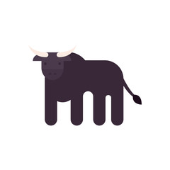 Cute bull cartoon fill style icon vector design