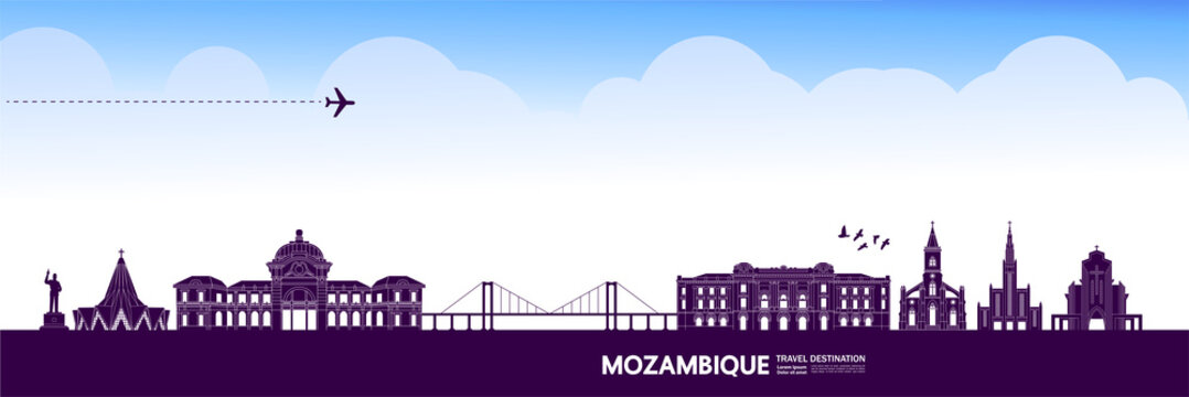 Mozambique travel destination grand vector illustration. 