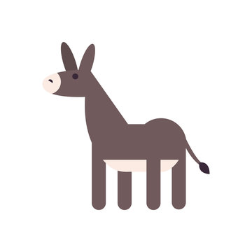 Cute donkey cartoon fill style icon vector design