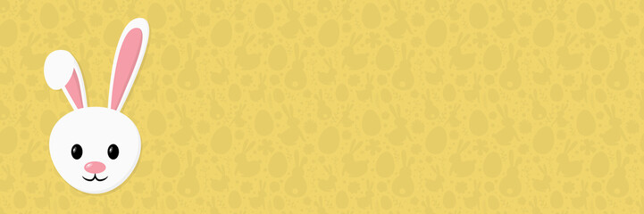 Easter background with cute bunny. Layout of banner. Vector