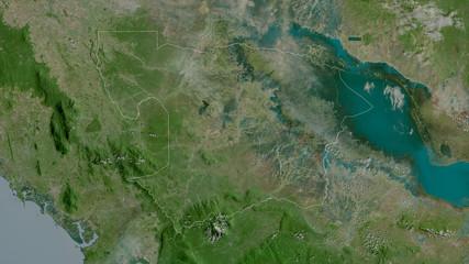 Batdâmbâng, Cambodia - outlined. Satellite