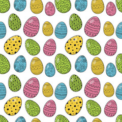 Seamless texture with cute Easter eggs. Vector