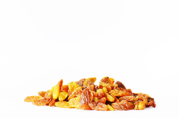 Set of raisins isolated on white background, photo