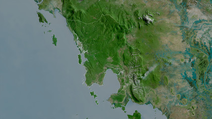 Kaôh Kong, Cambodia - outlined. Satellite