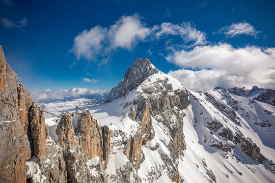The snowy winter panorama of Dachstein Alps, Austria