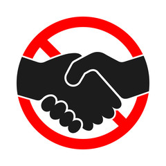 Handshake ban. Stop Handshake vector sign.