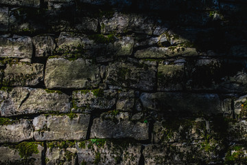 Wall rock, background with leaves