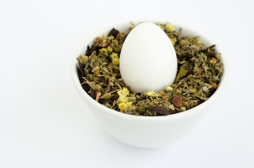 eggs in a bowl isolated on white