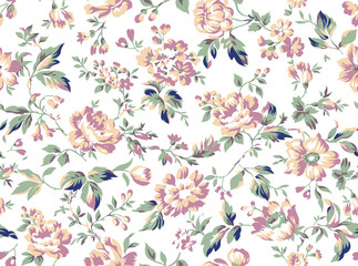 Vintage style floral seamless pattern