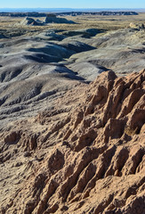 Landscape, panorama of erosive multi-colored clay in Petrified Forest National Park, Arizona