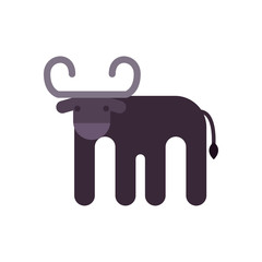 Cute bull cartoon fill style icon vector design