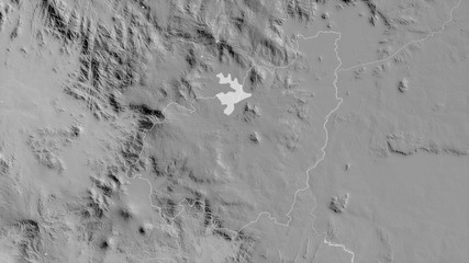 Ouest, Cameroon - outlined. Grayscale