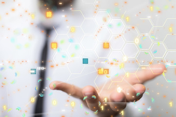 code data concept in hand digital 3d