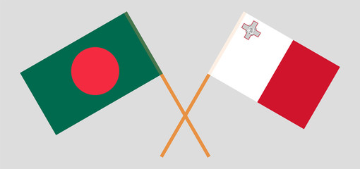 Crossed flags of Bangladesh and Malta