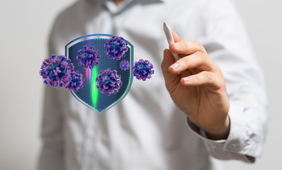 mikro digital epidemic corona virus nCoV , Novel Coronavirus 19-NCP. nCoV denoted is...