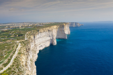 Fototapeta na wymiar Aerial view of Sanap cliffs. Gozo island, Malta
