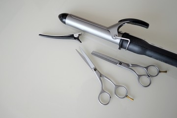 Professional Tools for the work of a hairdresser-stylist in a beauty salon.