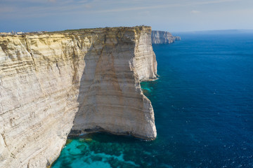 Aerial view of Sanap cliffs. Gozo island, Malta