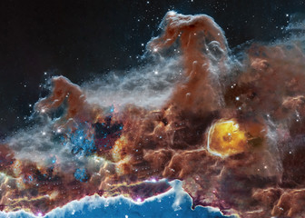 The Horsehead Nebula upper ridge illuminated by Sigma Orionis. Science astronomy concept wallpaper. Elements of this image were furnished by NASA, ESA © ALEXANDR YURTCHENKO