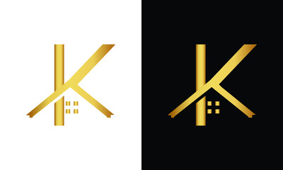 Letter K and roof logo vector