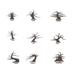 Fototapeta na wymiar Abstract trees without leaves set for helloween or logo