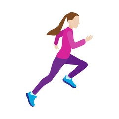 Fototapeta na wymiar Running jogging girl. Sport fitness training. Flat vector illustration on white background.