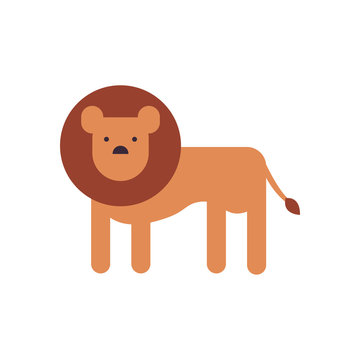 Cute lion cartoon fill style icon vector design