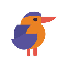 Cute bird cartoon fill style icon vector design
