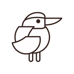 Cute bird cartoon line style icon vector design