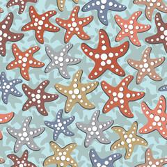 Vector seamless pattern with sea stars