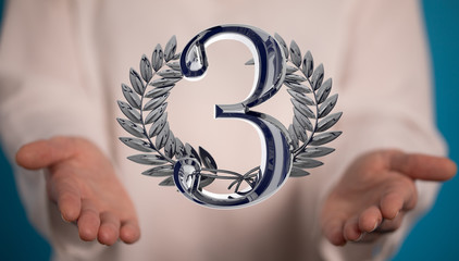 Three or 3  Years award Digital number award Anniversary 3d.