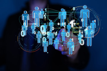 Lines connected with dots as social communication concept